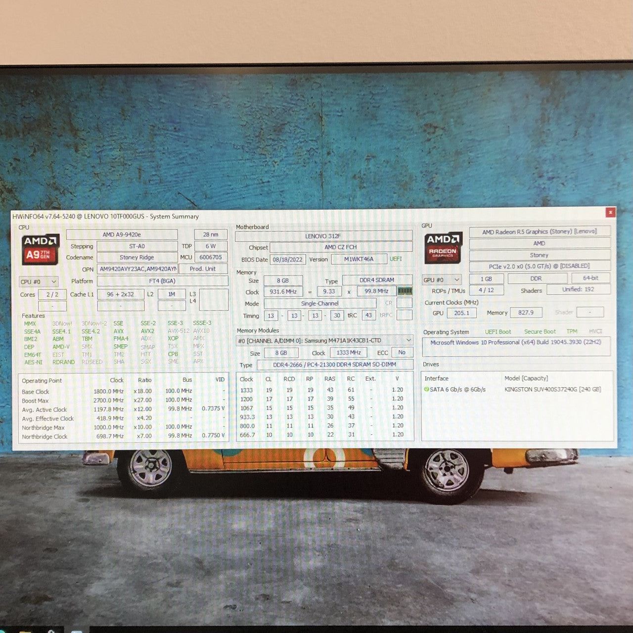 Lenovo ThinkCentre M625q USFF WiFi AMD A9 8GB DDR4 240GB SSD