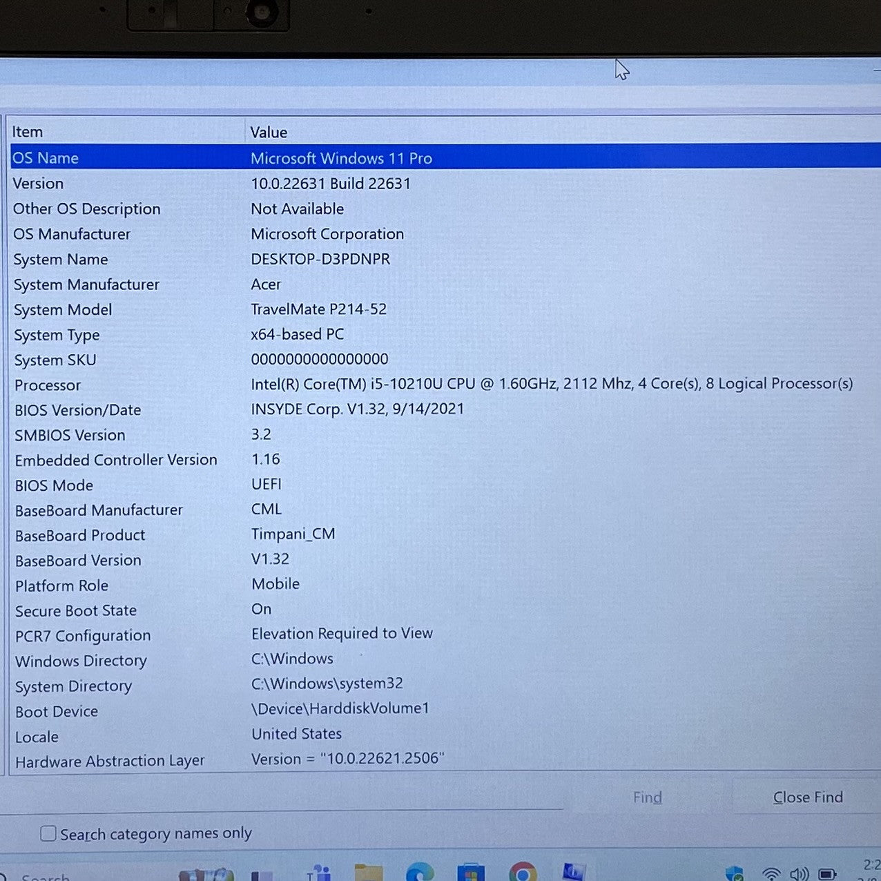 Acer TravelMate P214-52 i5 10210U 8GB DDR4 256GB SSD