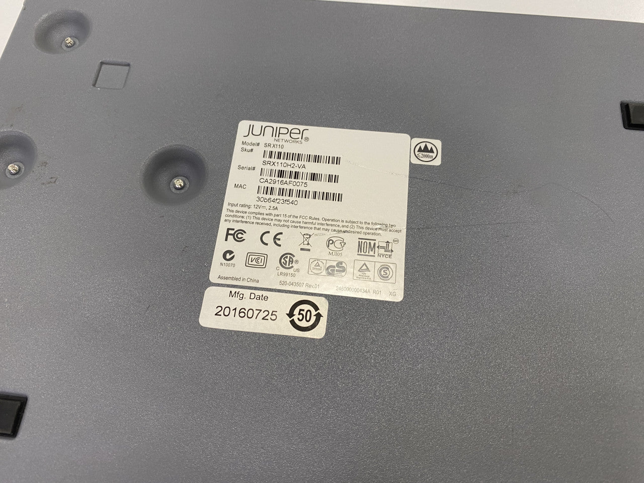 Juniper SRX110H-VA 8 Port Router Services Gateway