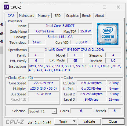Dell OptiPlex 5060 USFF i5-8500T 8/256GB