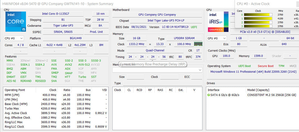 Gateway GWTN141-10 i5-1135G7 16/256GB