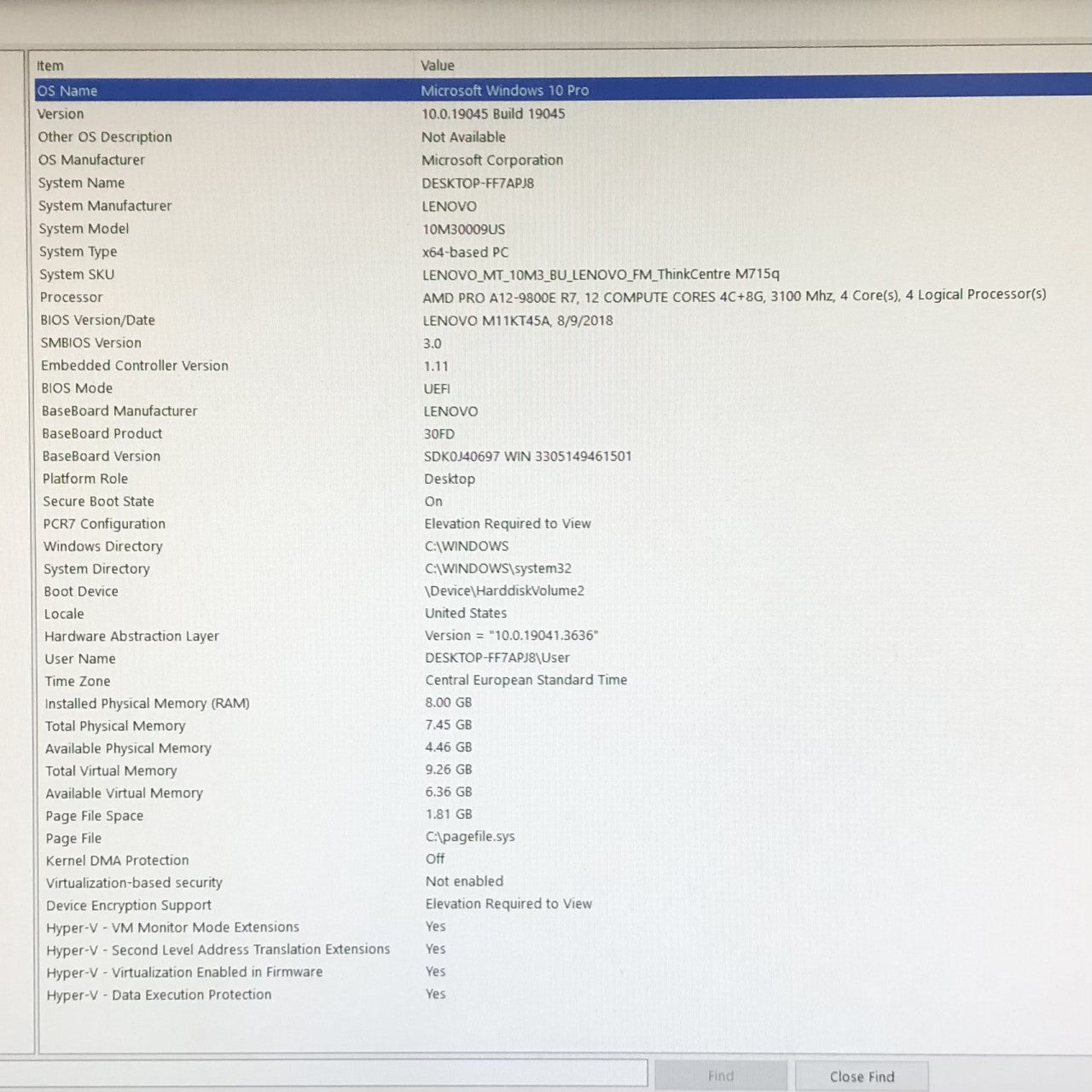 Lenovo ThinkCentre M715q AMD PRO A12 8GB DDR4 128GB