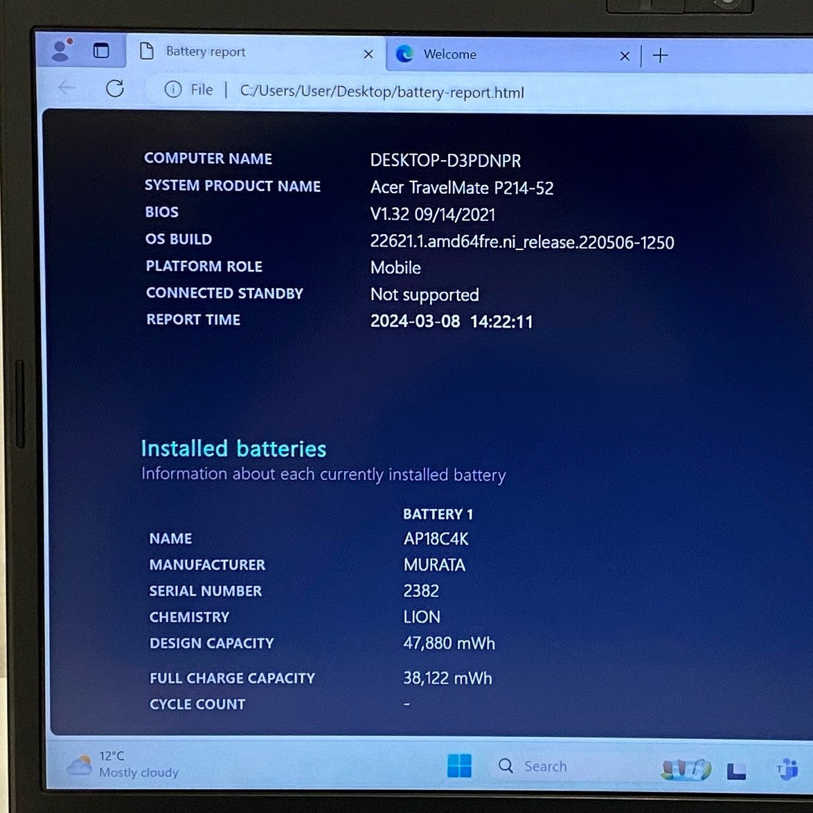 Acer TravelMate P214-52 i5 10210U 8GB DDR4 256GB SSD