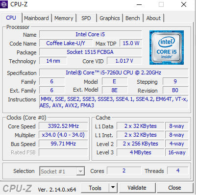 Intel NUC 7i5BNH Mini PC i5-7260U 8/256GB