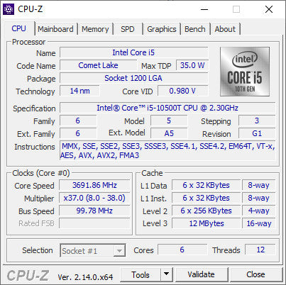 Dell Optiplex 5080 USFF i5-10500T 16/512GB