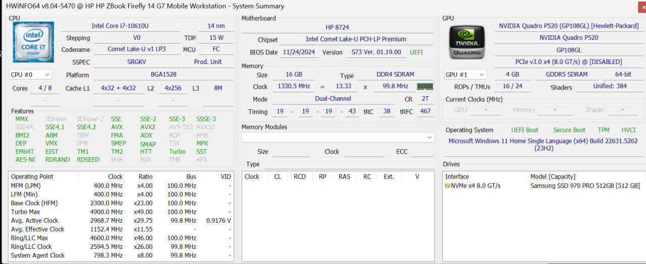 HP ZBOOK Firefly 14 G7 i7-10610U 16/512GB